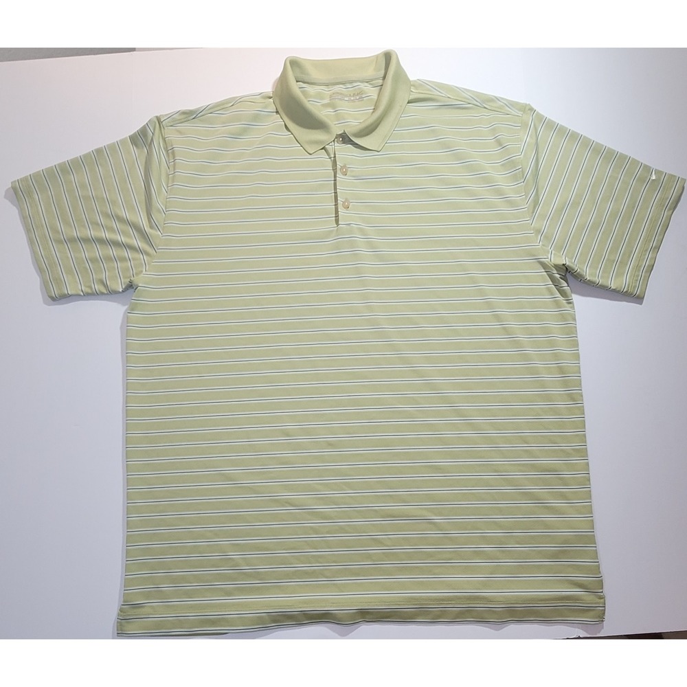Nike Golf Polo Shirt Men Large Green Stripe Pullover Short Sleeve Casual XXL